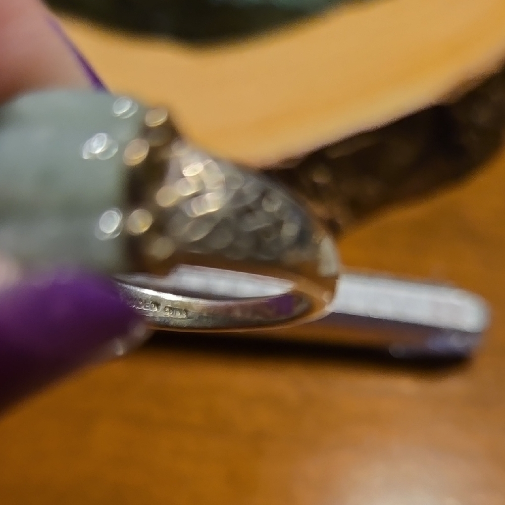 Sterling Silver Statement Ring With Pale Green Ja… - image 5